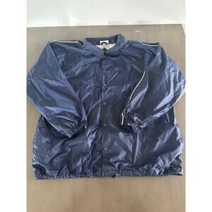 Athletech Jacket Mens Large Blue Windbreaker Snap Front Pockets Lined